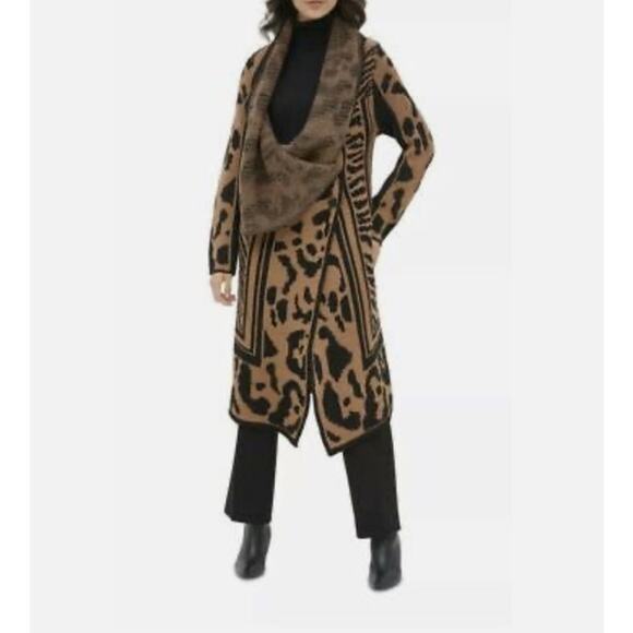 Calvin Klein Animal Print Wrap Cardigan sz Large - Picture 2 of 6
